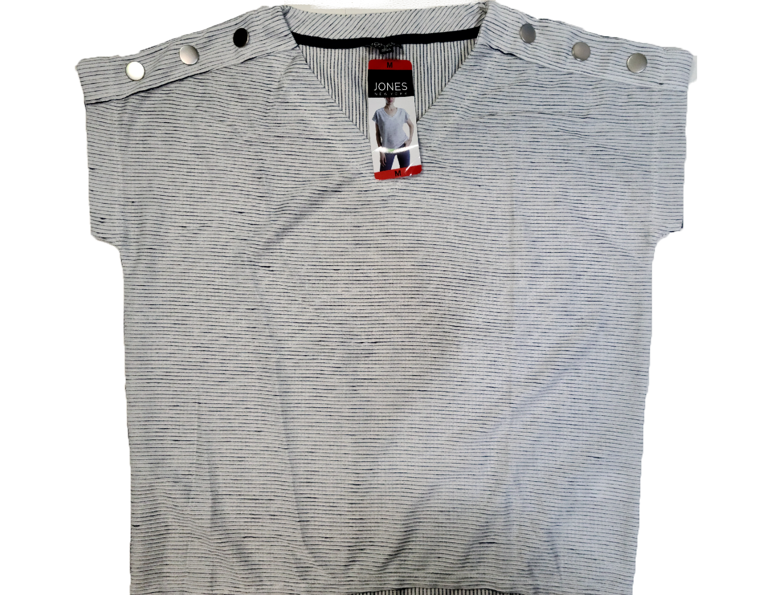 Jones New York Women's Textured Top, IVORY NAVY, MED